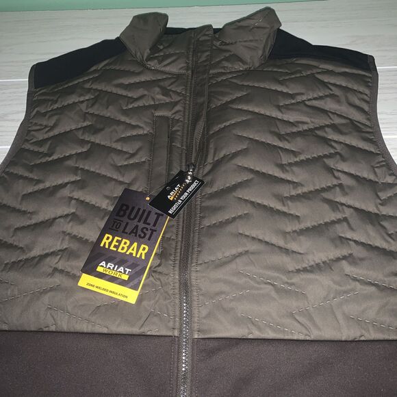 Ariat Rebar Cloud 9 Mens Vest XL Tall Workwear Zone Welded Insulation Brown - Picture 2 of 9